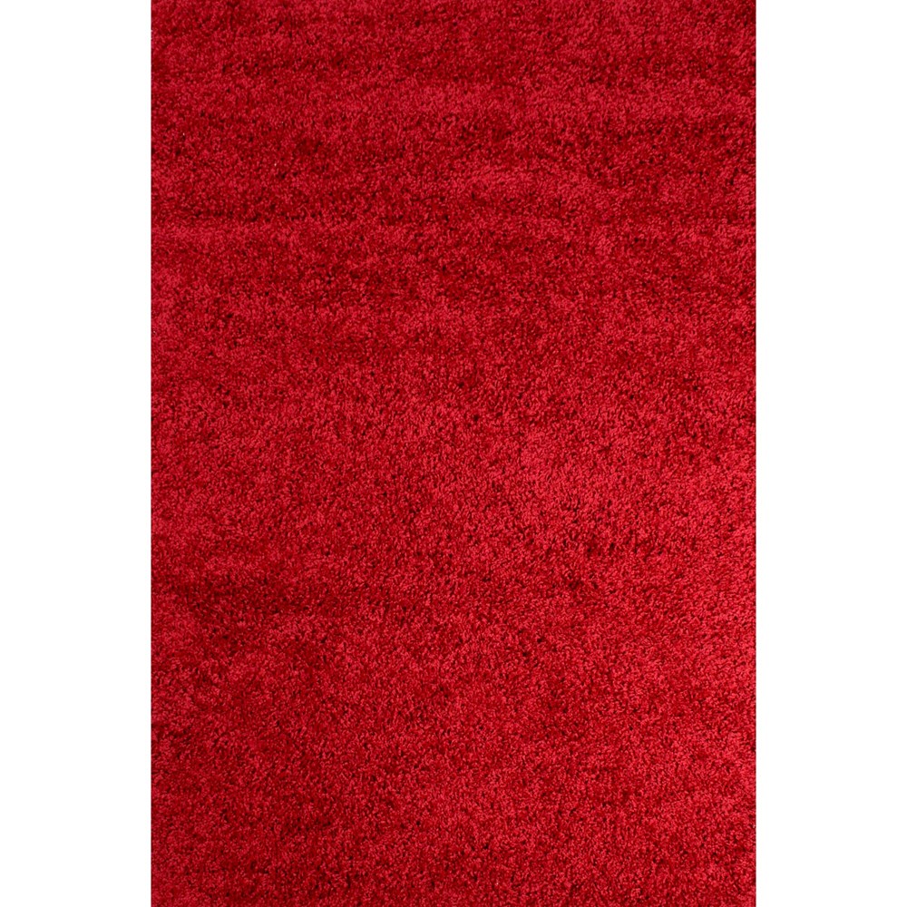 Retro Plain Shaggy Rugs in Red